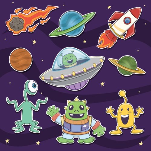 Stickers-aliens-and-space